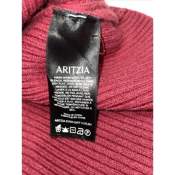 Aritzia Sweater‎ size S Wilfred Rebecca Merino wool Cropped Turtleneck Red/Pink - Picture 6 of 9